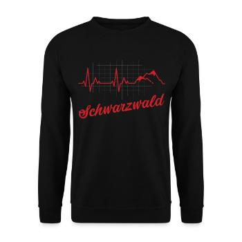 Bayern Wandern Schwarzwald Berge Herzschlag - Unisex Pullover - Schwarz - Vorne - Alina (178cm) & Michal (187cm)