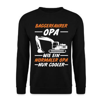 Bagger Opa Tiefbauer Großvater Baggerfahrer - Unisex Pullover - Schwarz - Vorne - Alina (178cm) & Michal (187cm)