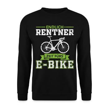 Rentner E-Bike Geschenk - Unisex Pullover - Schwarz - Vorne - Alina (178cm) & Michal (187cm)