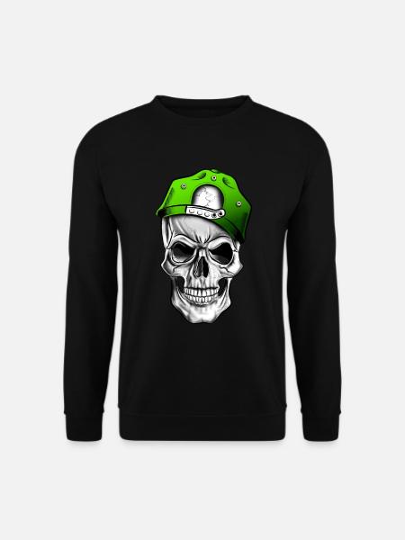 Totenkopf oder Schädel, Skull mit Baseballkappe - Unisex Pullover - Schwarz