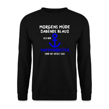 Hafenarbeiter Dockarbeiter Docker Hafen - Unisex Pullover - Schwarz - Vorne - Alina (178cm) & Michal (187cm)