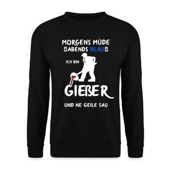 Gießer Giesser Schmelzer Gießereimechaniker - Unisex Pullover - Schwarz - Vorne - Alina (178cm) & Michal (187cm)