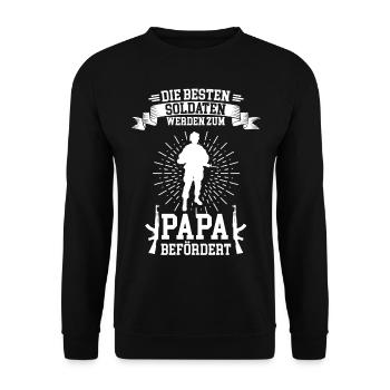 Soldat Papa Vater Vatertag Militär - Unisex Pullover - Schwarz - Vorne - Alina (178cm) & Michal (187cm)