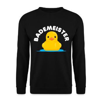 Bademeister Ente Entchen Gummiente Sommer Wasser - Unisex Pullover - Schwarz - Vorne - Alina (178cm) & Michal (187cm)