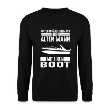 Boot Opa Papa Meer Segelboot Bootfahrer Vatertag - Unisex Pullover - Schwarz - Vorne - Alina (178cm) & Michal (187cm)