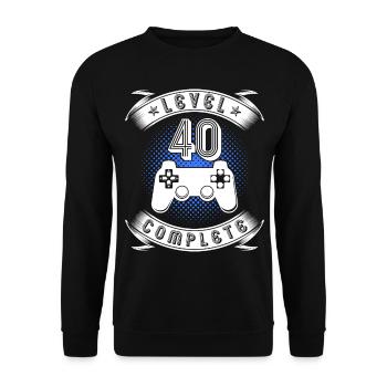 Level 40 Complete 40. Geburtstag Gamer Geschenk - Unisex Pullover - Schwarz - Vorne - Alina (178cm) & Michal (187cm)