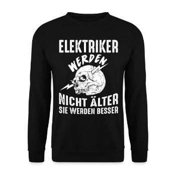 Lustiges Elektriker Handwerker Geburtstag Geschenk - Unisex Pullover - Schwarz - Vorne - Alina (178cm) & Michal (187cm)