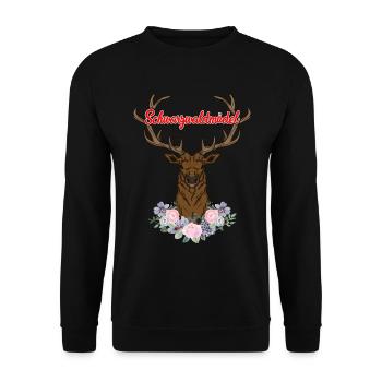 Schwarzwaldmädel Hirsch Geweih - Unisex Pullover - Schwarz - Vorne - Alina (178cm) & Michal (187cm)