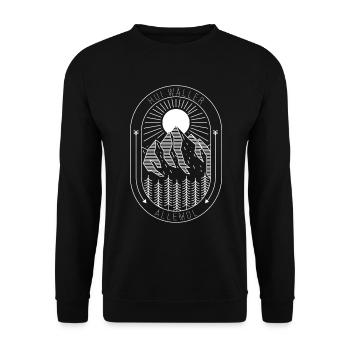 hui wäller allemol Westerwald lustig Geschenk - Unisex Pullover - Schwarz - Vorne - Alina (178cm) & Michal (187cm)