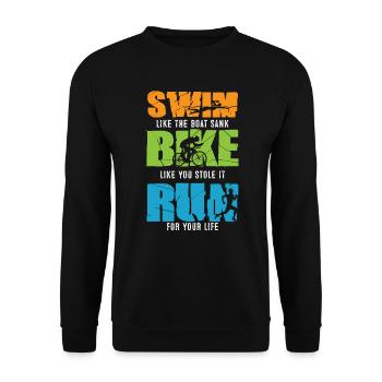 Tri Harder Swim Bike Run - Unisex Sweatshirt - black - Front - Alina (178cm) & Michal (187cm)