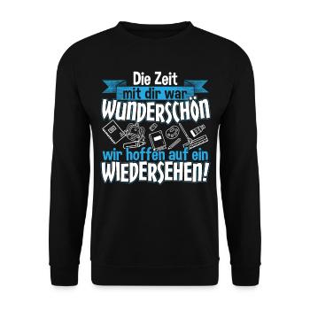 Erzieher und Erzieherin Geschenk Kindergärtner - Unisex Pullover - Schwarz - Vorne - Alina (178cm) & Michal (187cm)