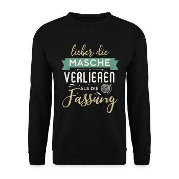 Stricken Stickerin Schneiderin Geschenkidee - Unisex Pullover - Schwarz - Vorne - Alina (178cm) & Michal (187cm)