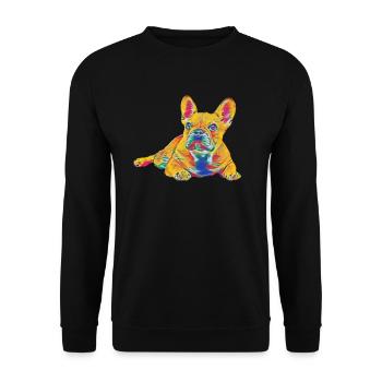 Chiot rétro bouledogue français - Sweat-shirt Unisexe - noir - Devant - Alina (178cm) & Michal (187cm)