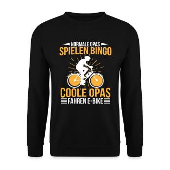 Normale Opas spielen Bingo coole Opas fahren EBike - Unisex Pullover - Schwarz - Vorne - Alina (178cm) & Michal (187cm)