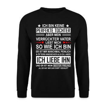 Vater Tochter Geschenk Papa Mädchen Geburtstag - Unisex Pullover - Schwarz - Vorne - Alina (178cm) & Michal (187cm)