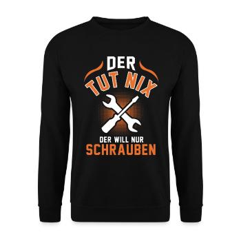 Schrauber Werkstatt Mechaniker Mechatroniker - Unisex Pullover - Schwarz - Vorne - Alina (178cm) & Michal (187cm)