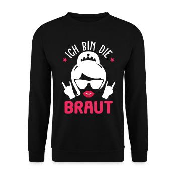 Rocker Braut Junggesellinnenabschied Hochzeitspart - Unisex Pullover - Schwarz - Vorne - Alina (178cm) & Michal (187cm)