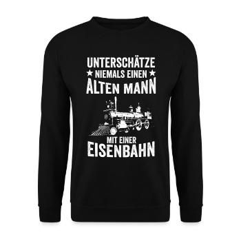 Eisenbahn Lokführer Opa Papa Vater Vatertag - Unisex Pullover - Schwarz - Vorne - Alina (178cm) & Michal (187cm)