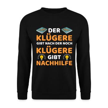 Nachhilfe Lustiges Nachhilfelehrer Geschenk - Unisex Pullover - Schwarz - Vorne - Alina (178cm) & Michal (187cm)