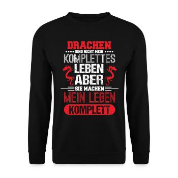 Chinesischer Drache Drachen Fantasy Horoskop - Unisex Pullover - Schwarz - Vorne - Alina (178cm) & Michal (187cm)
