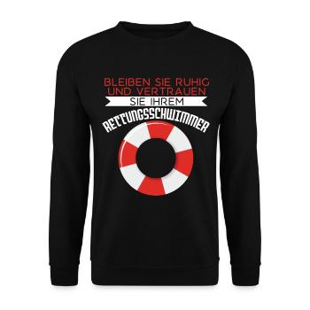 Ich Bin Rettungsschwimmer - Unisex Pullover - Schwarz - Vorne - Alina (178cm) & Michal (187cm)