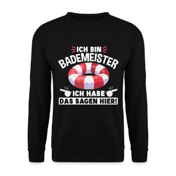 Bademeister Ich Hab Das Sagen - Unisex Pullover - Schwarz - Vorne - Alina (178cm) & Michal (187cm)