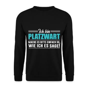 Platzwart Hausmeister Fußball Geschenk Idee lustig - Unisex Pullover - Schwarz - Vorne - Alina (178cm) & Michal (187cm)