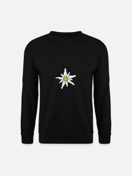 Edelweiss / Gebirgsblume handgezeichnet - Unisex Pullover - Schwarz