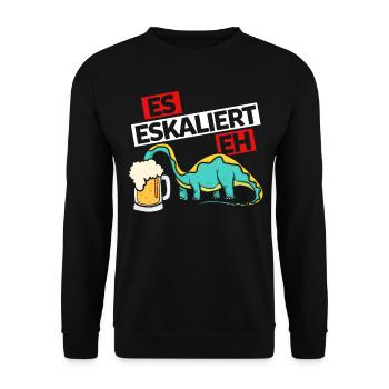 Es Eskaliert Eh Junggesellenabschied Bier Saufen - Unisex Pullover - Schwarz - Vorne - Alina (178cm) & Michal (187cm)
