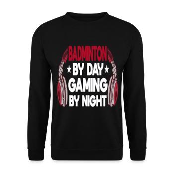 Badminton Gamer Videospiel Zocken Daddeln Geschenk - Unisex Pullover - Schwarz - Vorne - Alina (178cm) & Michal (187cm)