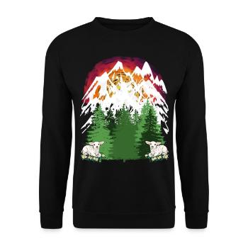 Sheep Goats Alpine Pasture Mountains Alps Holiday Tannen Alm - Unisex Sweatshirt - black - Front - Alina (178cm) & Michal (187cm)