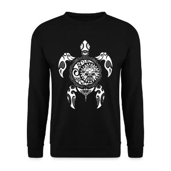 Turtle Maori Tribal Sun Design Moon Shirt - Unisex Sweatshirt - black - Front - Alina (178cm) & Michal (187cm)