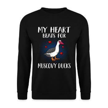 Muscovy Ducks - Unisex Pullover - Schwarz - Vorne - Alina (178cm) & Michal (187cm)
