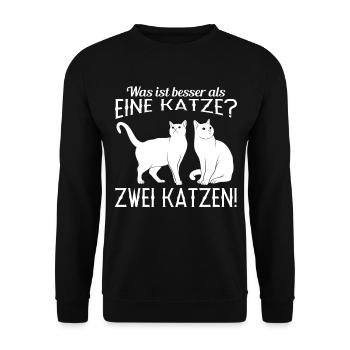 Katze Katzen humorvolles Sprüche Geschenk - Unisex Pullover - Schwarz - Vorne - Alina (178cm) & Michal (187cm)