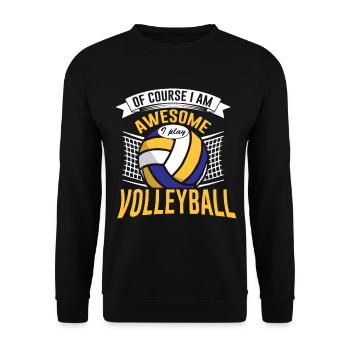 Volleyball Beachvolleyball Team Mannschaft Netz - Unisex Pullover - Schwarz - Vorne - Alina (178cm) & Michal (187cm)