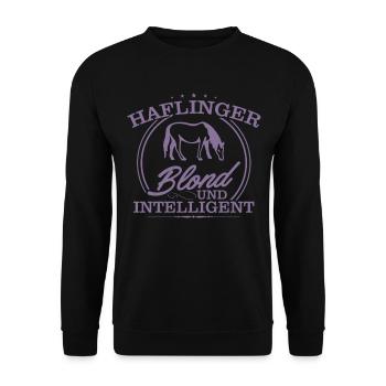 Haflinger Pferd Reiterin Spruch Blond Intelligent - Unisex Pullover - Schwarz - Vorne - Alina (178cm) & Michal (187cm)