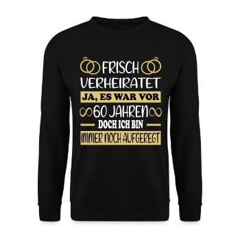 60 Jahre Diamanthochzeit Diamantene Hochzeit - Unisex Pullover - Schwarz - Vorne - Alina (178cm) & Michal (187cm)