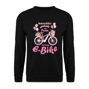 Damen E-Bike Mountainbike Damenrad Pedelec Rad - Unisex Pullover - Schwarz - Vorne - Alina (178cm) & Michal (187cm)