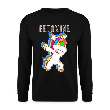 Ketamine Unicorn Keta Raver - Unisex Pullover - Schwarz - Vorne - Alina (178cm) & Michal (187cm)