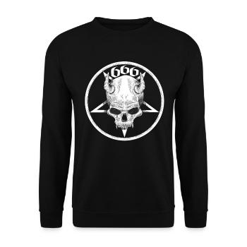 666 Satan Devil Gothic Pentagram Satanism - Unisex Sweatshirt - black - Front - Alina (178cm) & Michal (187cm)