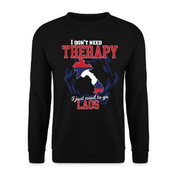Ich brauche keine Therapie - Laos - Unisex Pullover - Schwarz - Vorne - Alina (178cm) & Michal (187cm)