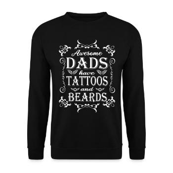 Awesome Dads have Tattoos and Beards - Unisex Pullover - Schwarz - Vorne - Alina (178cm) & Michal (187cm)