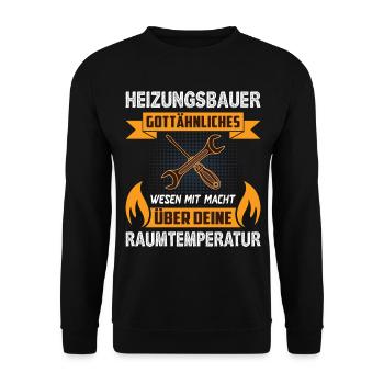 Heizungsbauer Heizungsbau Heizungsinstallateur - Unisex Pullover - Schwarz - Vorne - Alina (178cm) & Michal (187cm)