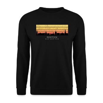 Skyline Rostock depuis 1218 Vintage Retro, Panorama - Sweat-shirt Unisexe - noir - Devant - Alina (178cm) & Michal (187cm)