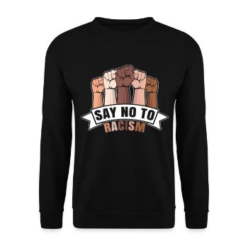 Dites non au racisme - Contre les nazis et le racisme - Sweat-shirt Unisexe - noir - Devant - Alina (178cm) & Michal (187cm)