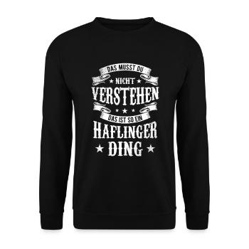 Das Musst Du Nicht Vertsehen Haflinger Ding - Unisex Pullover - Schwarz - Vorne - Alina (178cm) & Michal (187cm)