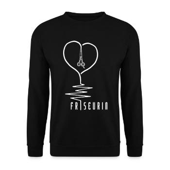 Coiffeuse avec coeur et ciseaux - Battements de coeur - Sweat-shirt Unisexe - noir - Devant - Alina (178cm) & Michal (187cm)