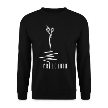 Coiffeuse avec coeur et ciseaux - Battements de coeur - Sweat-shirt Unisexe - noir - Devant - Alina (178cm) & Michal (187cm)