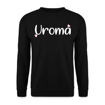 Uroma Oma - Unisex Pullover - Schwarz - Vorne - Alina (178cm) & Michal (187cm)