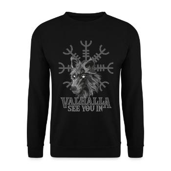 Rendez-vous dans le design Valhalla pour les fans de Viking - Sweat-shirt Unisexe - noir - Devant - Alina (178cm) & Michal (187cm)
